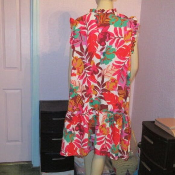 Maia FLORAL Dress Size 20W SHIFT Flutter TIERED Babydoll RUFFLE Pintuck HAWAIIAN - Picture 9 of 12